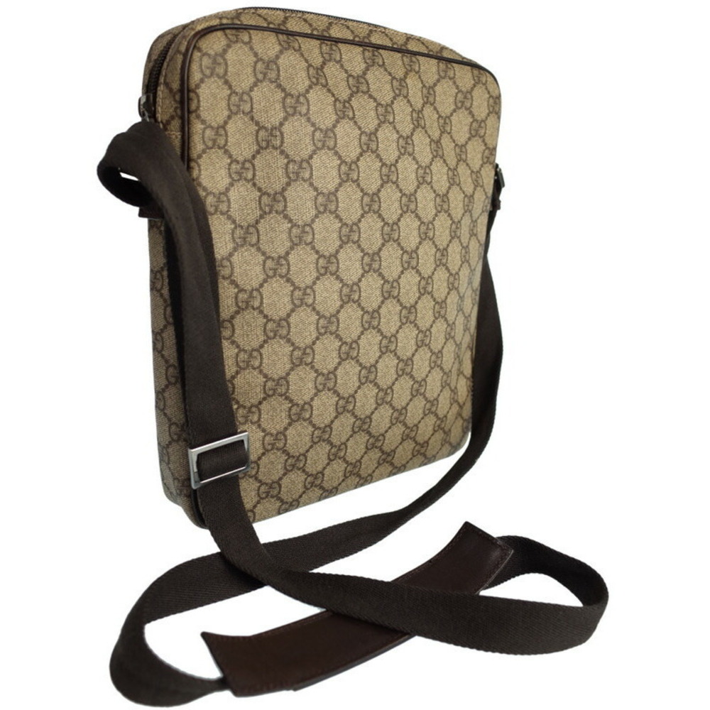 Gucci GG Messenger Bag Monogram Crossbody Brown Plus Flat